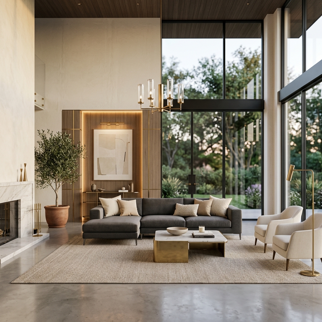 Luxurious modern living room interior styled by Idinoro